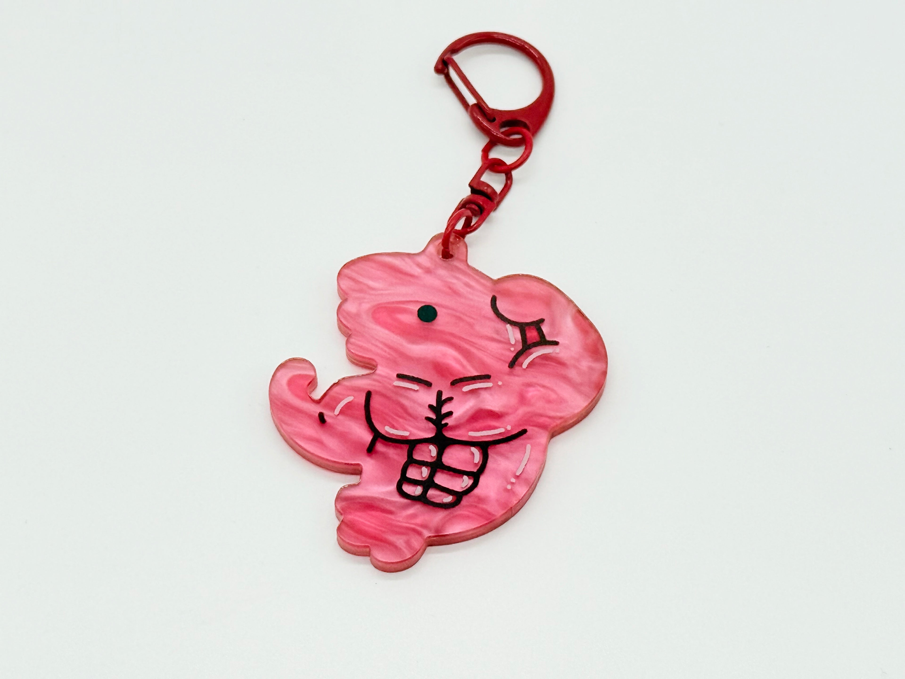 Muscular Shrimp Marble Acrylic Keychain