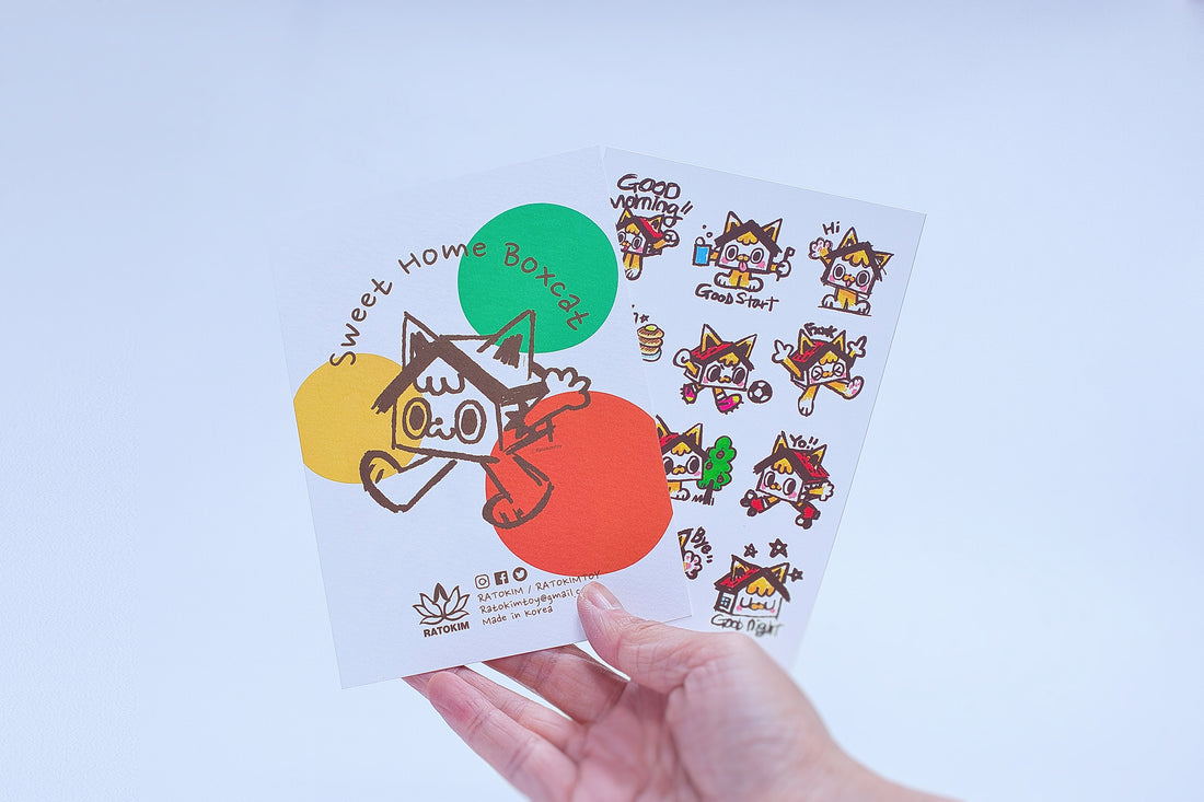 Sticker+postcard set ~Sweet home cat~