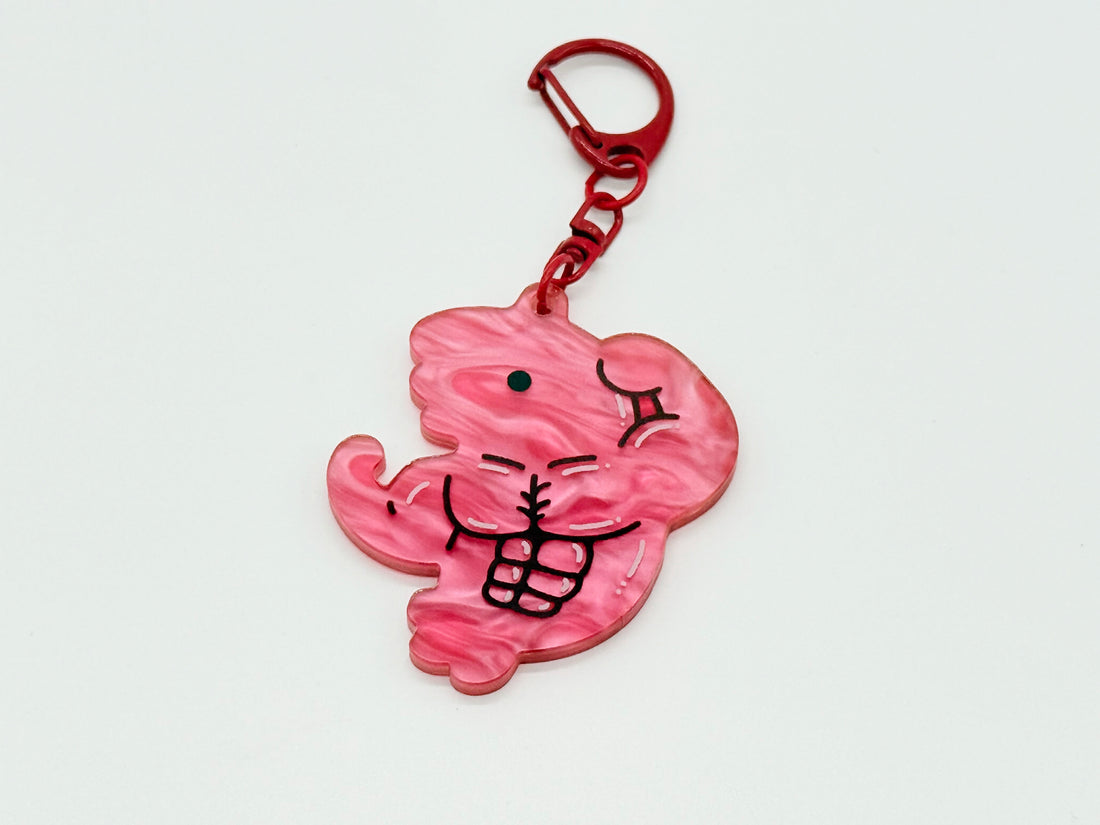 Muscular Shrimp Marble Acrylic Keychain