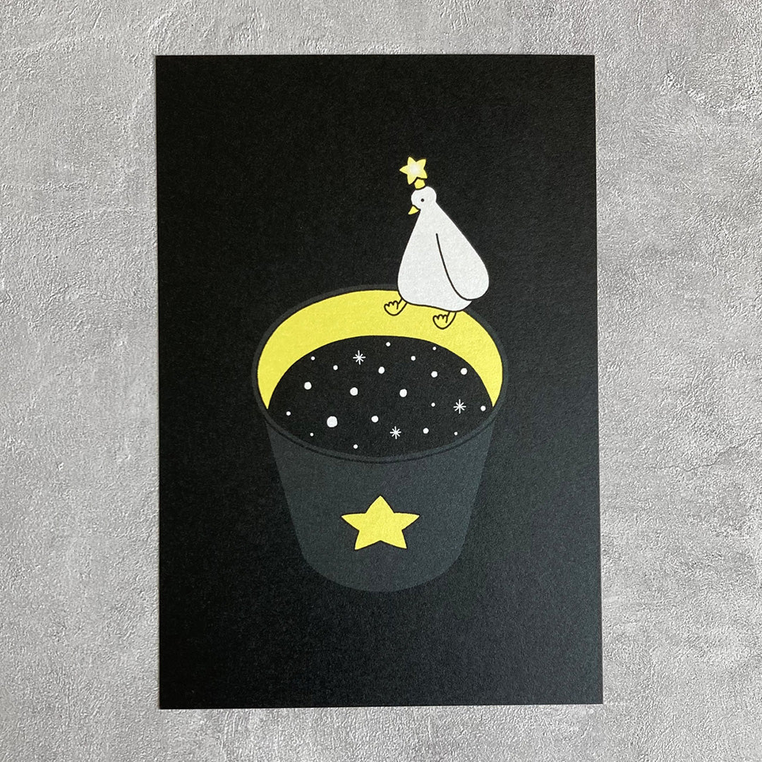 ポストカード〈星空と三日月コーヒー〉