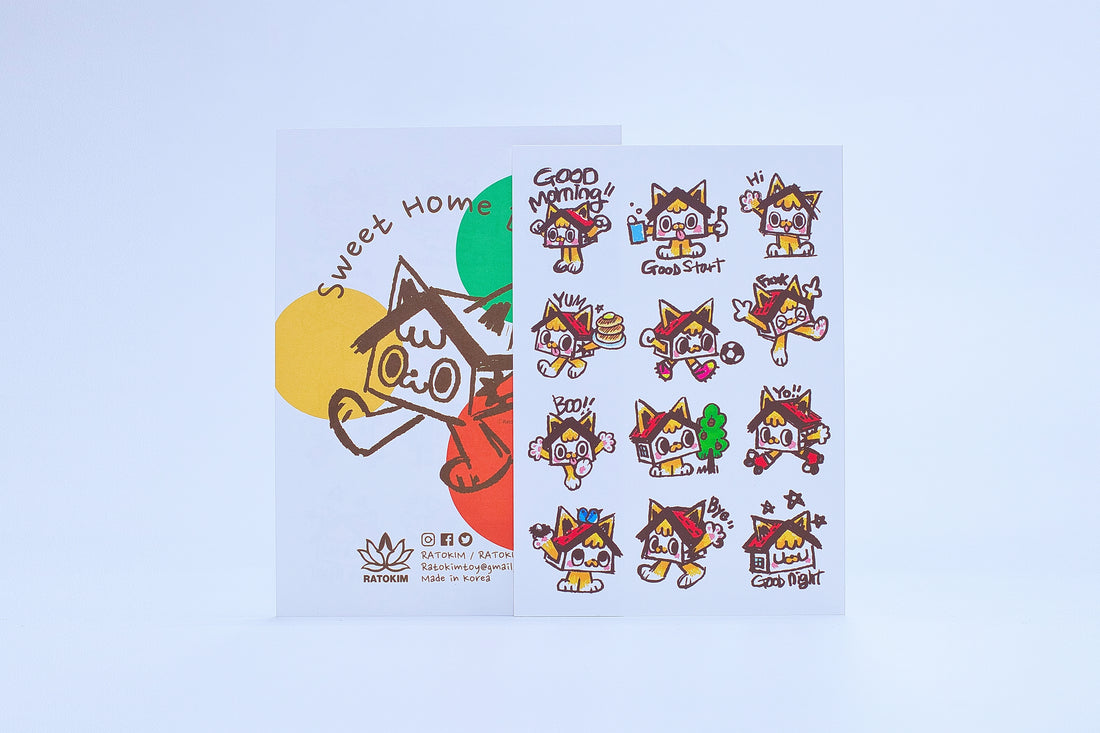 Sticker+postcard set ~Sweet home cat~